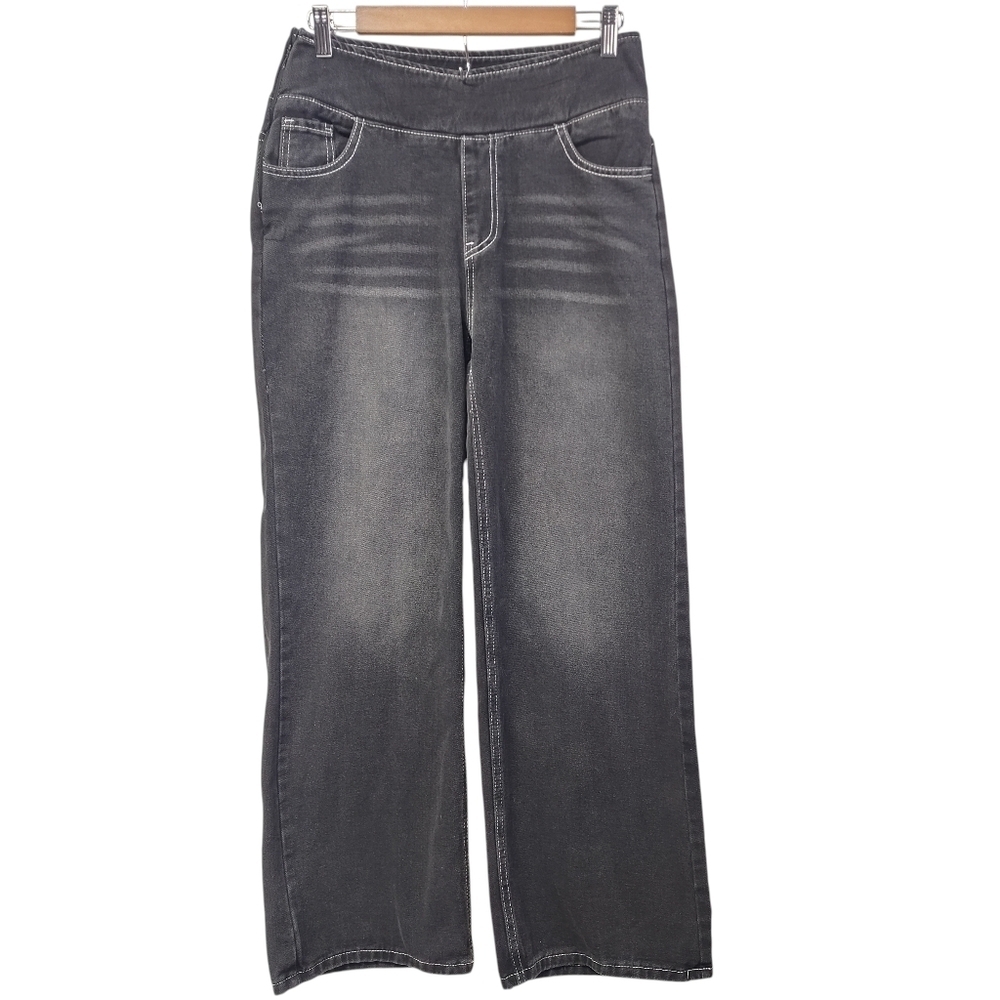 Women's Black Wide Leg Soft Jeans Waist Size 29" Round